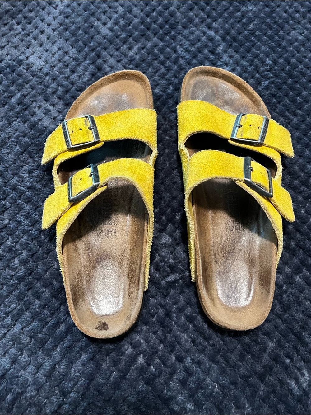 Birkenstock Yellow Suede Double-Strap Slide Sandals